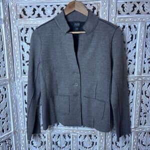 EILEEN FISHER Deconstructed Seams Taupe Merino Wool Blazer Jacket Size PS